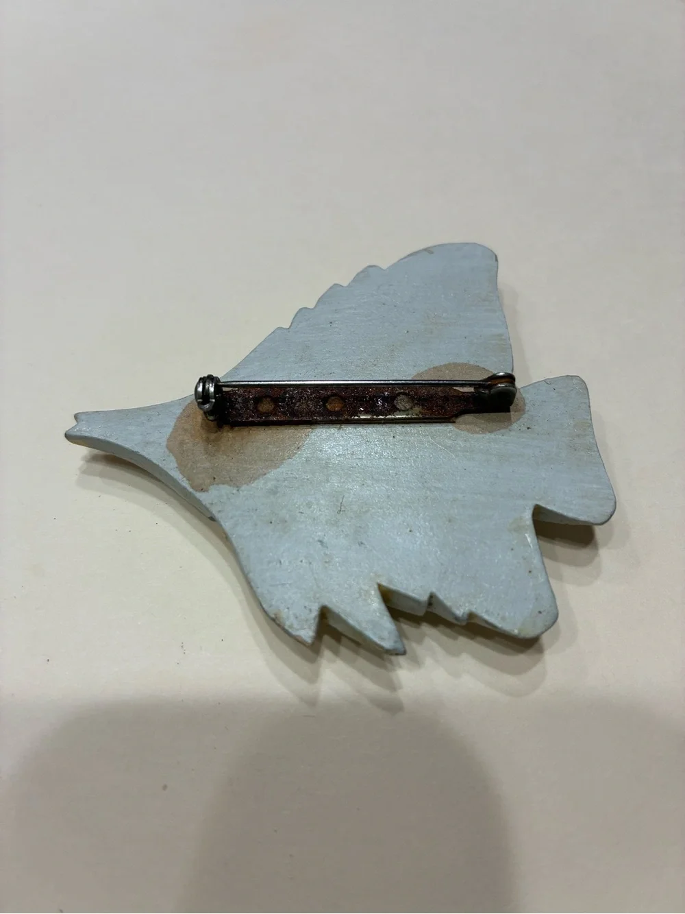 Vintage Hand-Carved & Painted Wooden Tropical Angel Fish Brooch- Nautical